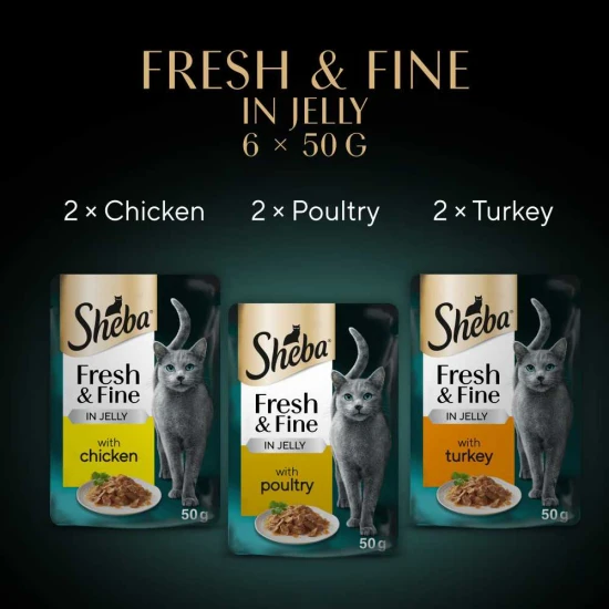 SHEBA Fresh&Fine csirke+6pulyka+kacsa 6x50g SHEBA Fresh&Fine csirke+6pulyka+kacsa 6x50g