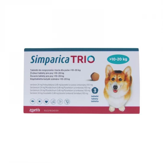 Simparica Trio rágótabletta 10-20 kg 3x