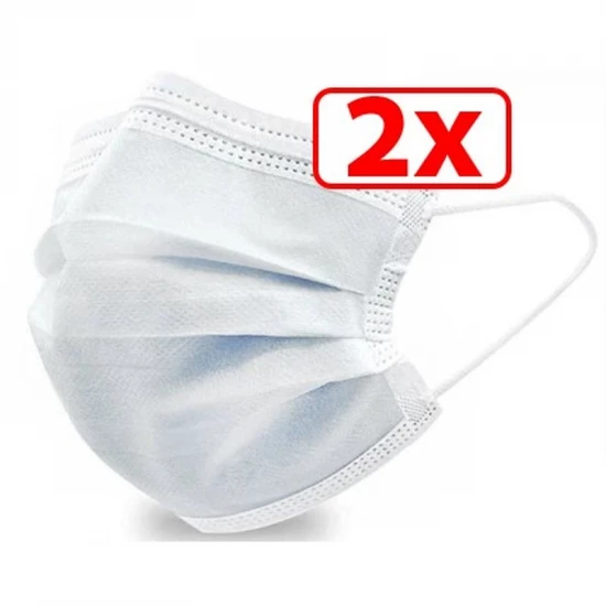 Szájmaszk 3 rétegű gumis 2db/csomag