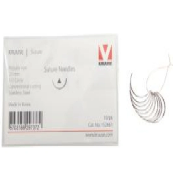 Tű sebvarró Kruuse, háromszög vágás, 1/2 körív, L: 25 mm, 10 db