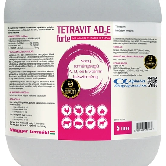 Tetravit Ad3e Forte Sol. 5 L