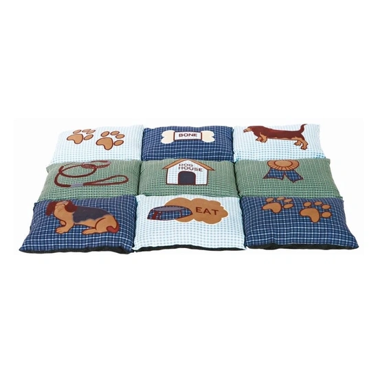 Trixie Fekhely Patchwork (foltvarrás) stílusú, kutyás mintával, 80x55cm, Kék/Zöld
