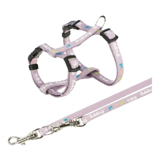 Trixie Hám pórázzal Junior & Puppy M–L: 27–45 cm/10 mm, 2m, világos lila