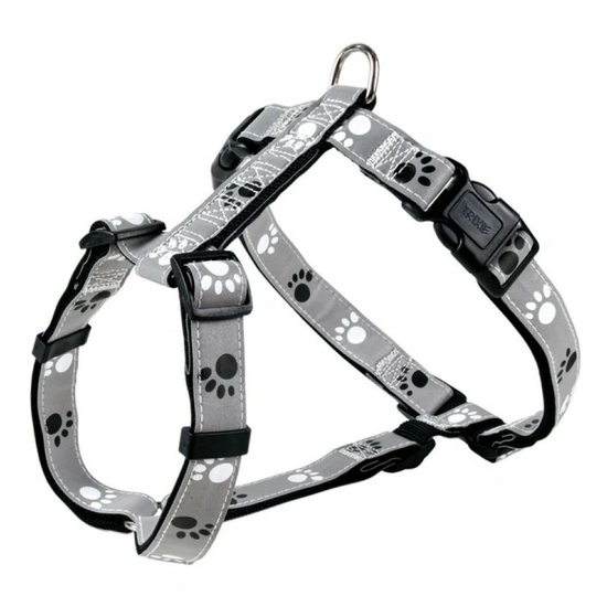 Trixie Hám Reflect Fényvisszaverő Tappancsos Szürke/Fekete M-L 50-75cm/25mm