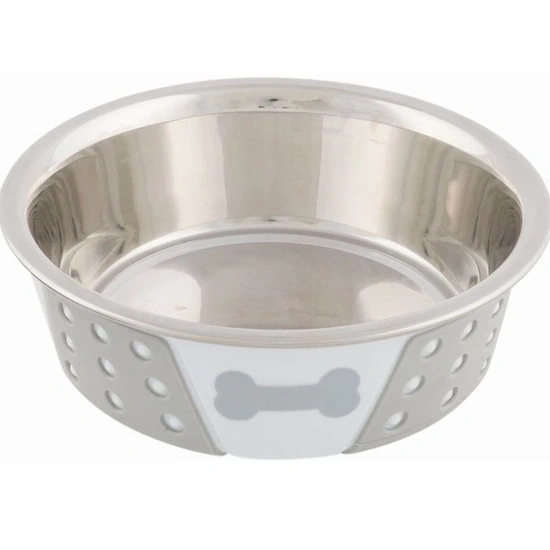 Trixie szilikonnal bevont fém tál 0,4l/14cm fehér/szürke