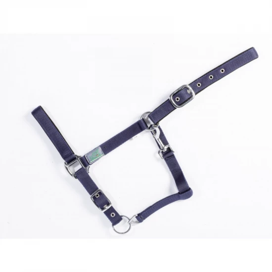 USG bélelt kötőfék, karabinerrel, sötétkék, póni