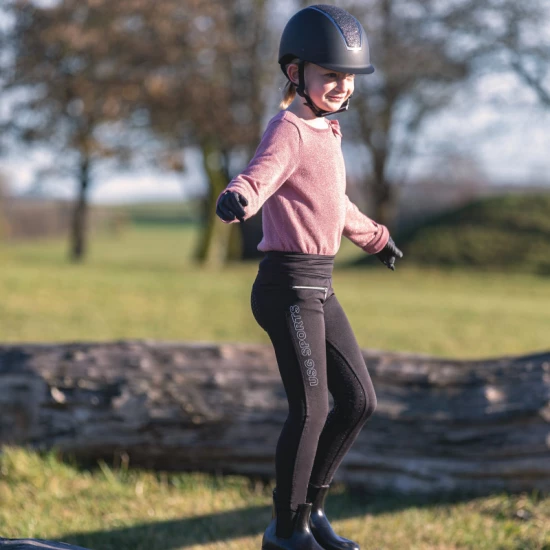 USG Lou lányka teliszilikonos lovaglóleggings, fekete, 164