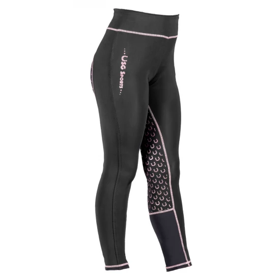 USG Tina gyermek teliszilikonos lovaglóleggings, fekete/pink, 146