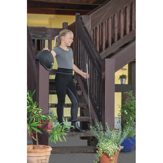 USG Tina gyermek teliszilikonos lovaglóleggings, fekete/szürke, 146