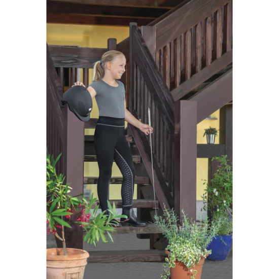 USG Tina gyermek teliszilikonos lovaglóleggings, fekete/szürke, 176