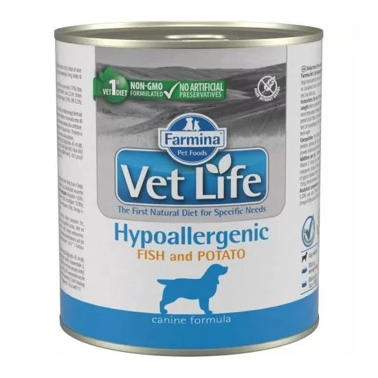 Vet Life Dog Konzerv Hypoallergenic Fish & Potato 300g