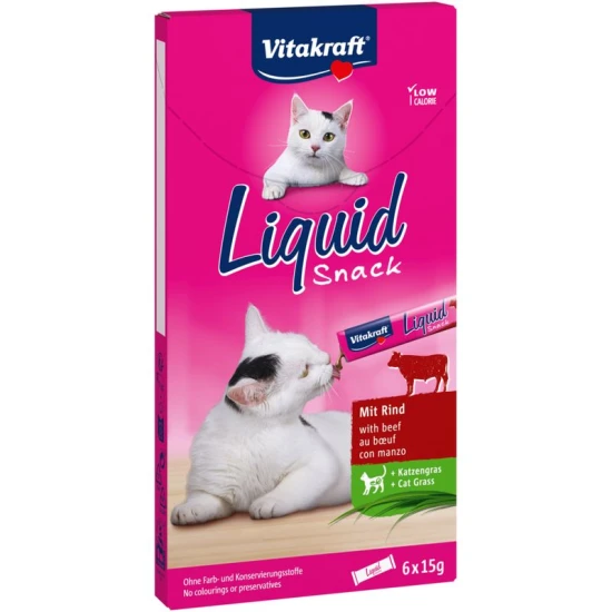 Vitakraft Macska Folyékony Jutalomfalat inulinnal & marhahússal 6x15g