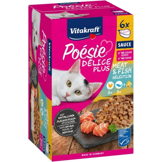 Vitakraft Poésie Delice Plus alutál Multipack Csirke és Lazac 6x85g