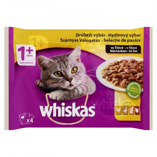 Whiskas alutasak Multipack szárnyas válogatás mártásban 4x85g