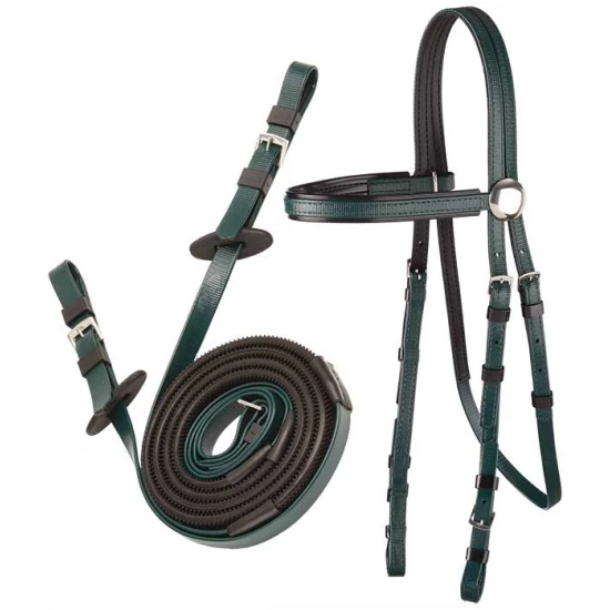 ZILCO Szintetikus kantár szárral, sötétzöld